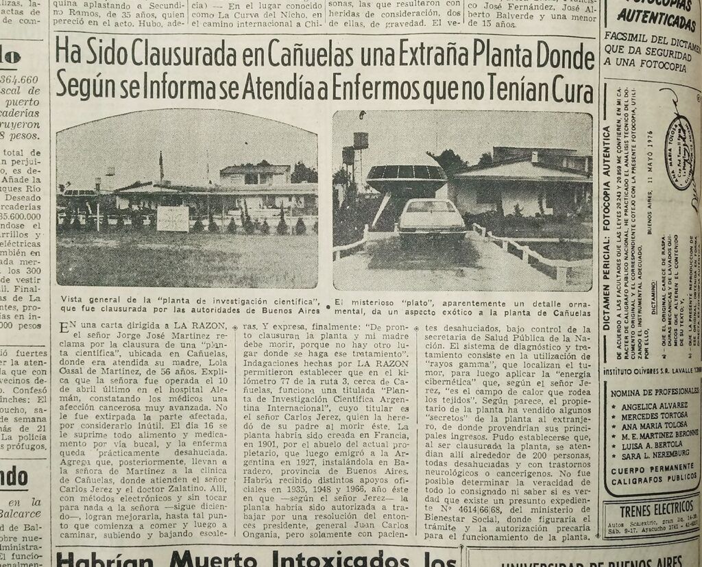 La clausura de la “Planta Científica” reflejada en el diario porteño La Razón.