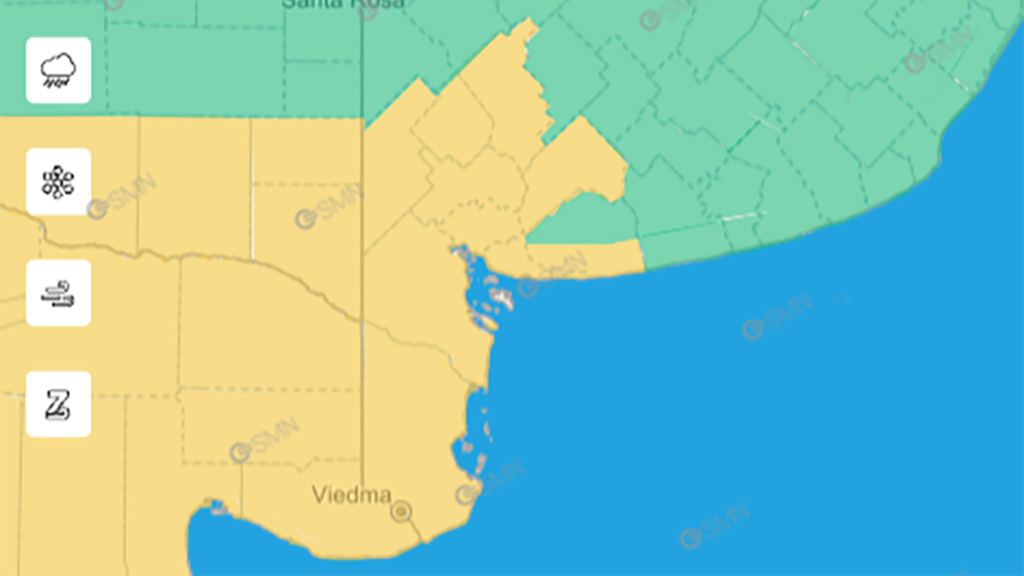 Alerta por vientos para el sur de la provincia de Buenos Aires. - SMN -