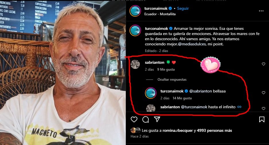 Las pruebas del romance. (Instagram @turconaimok)