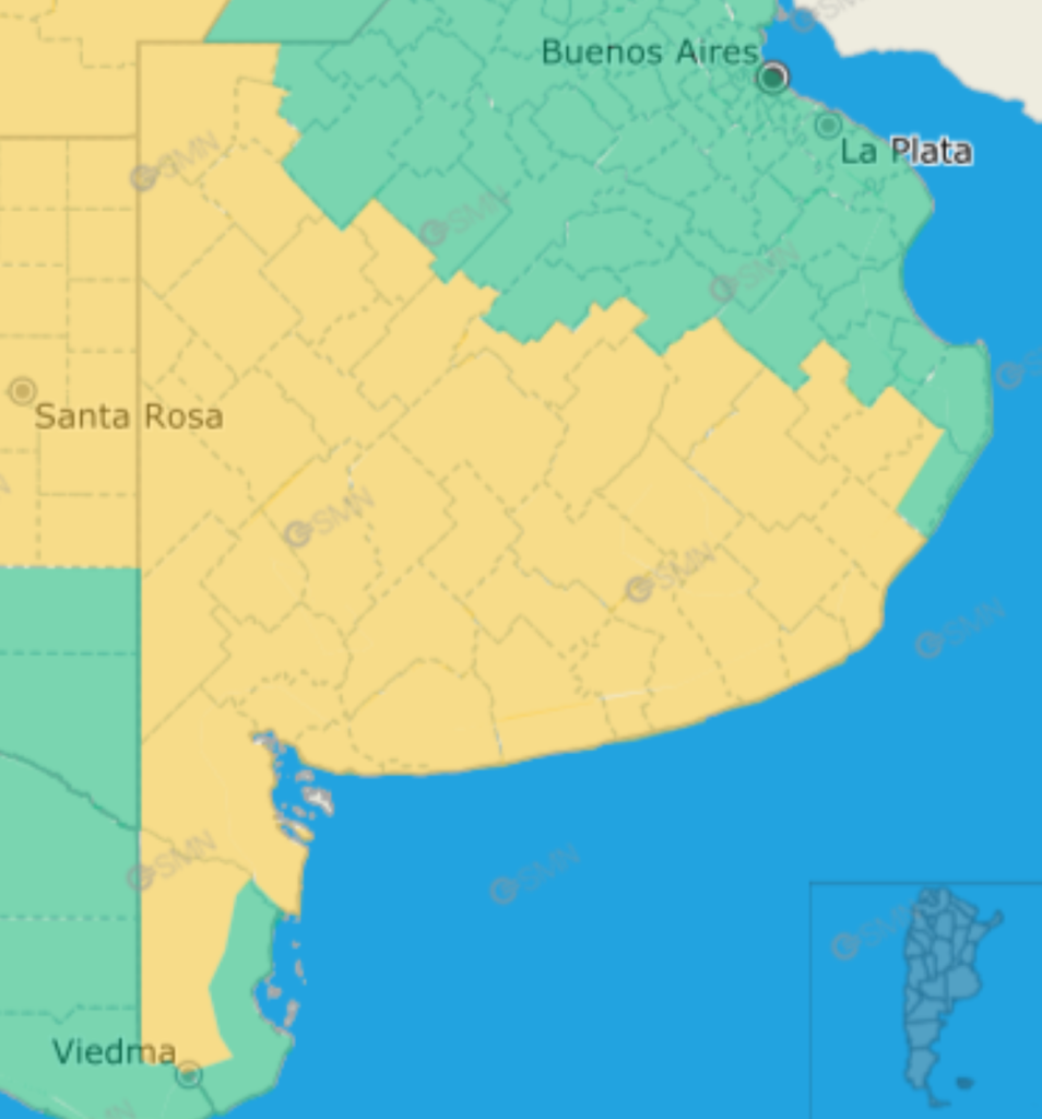 Alerta meteorológica para la provincia de Buenos Aires.