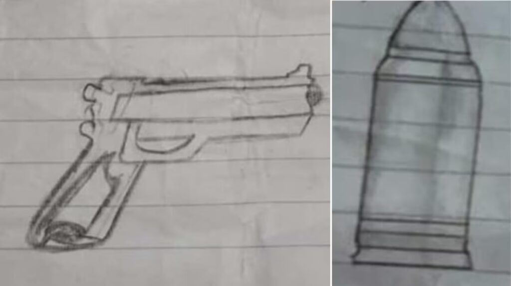 Los dibujos que había hecho la chica.