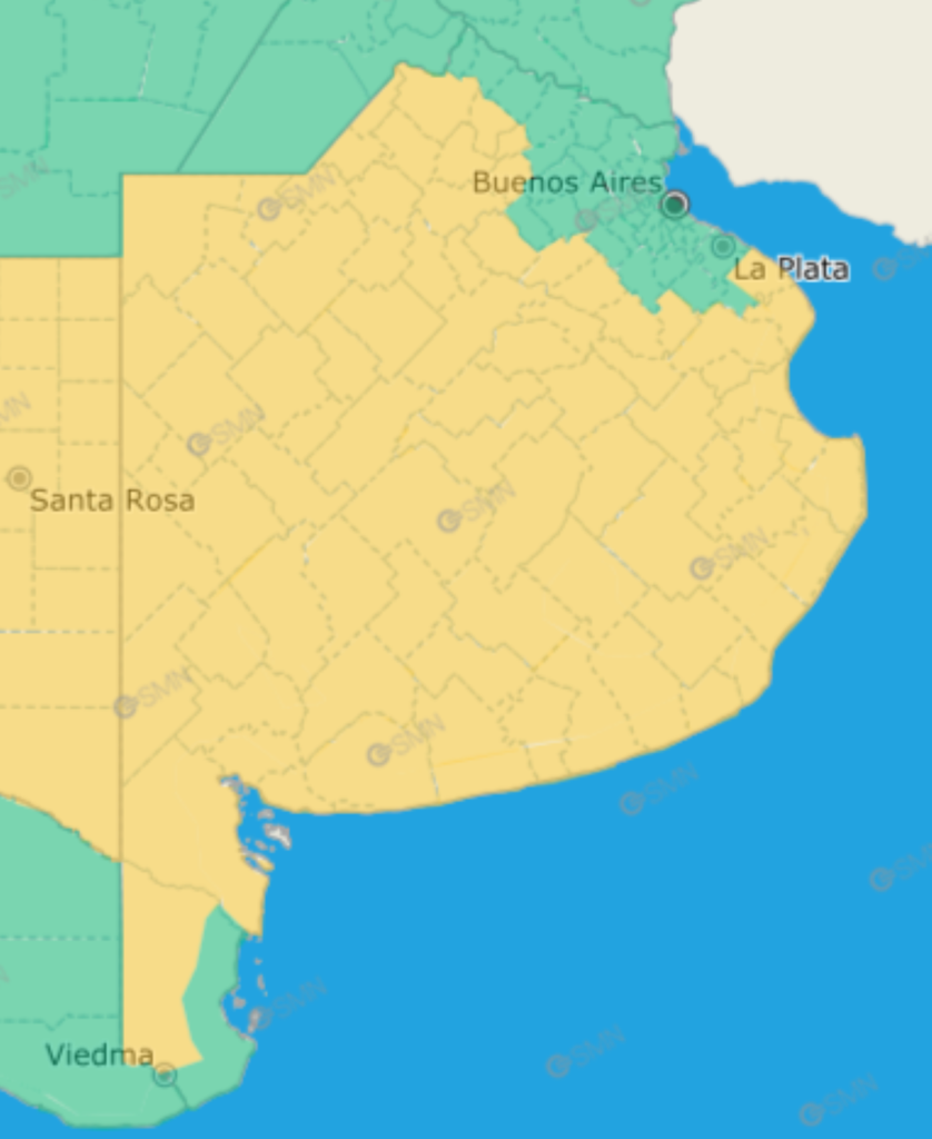 Alerta meteorol&oacute;gica para la provincia de Buenos Aires.