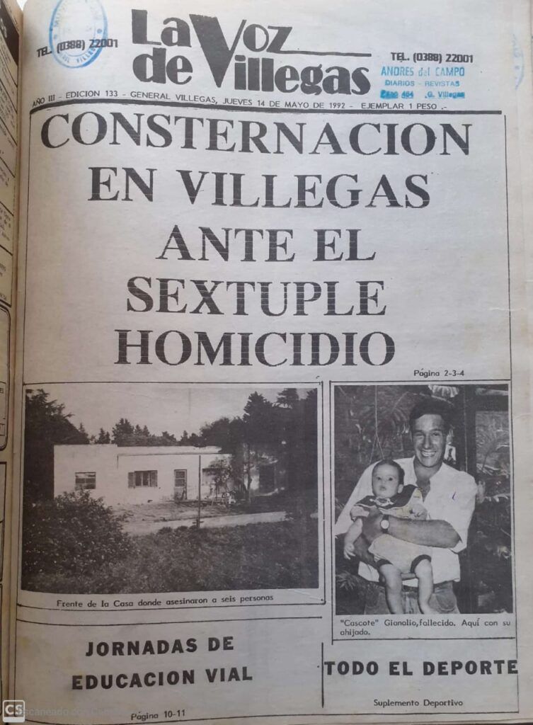 El ejemplar de “La Voz de Villegas” del 14 de mayo de 1992. (Gentileza Biblioteca Municipal de General Villegas)