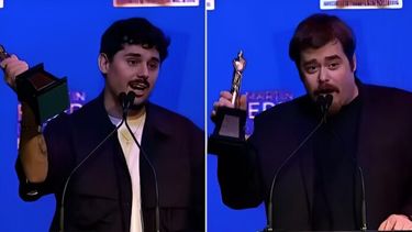 Luquitas Rodríguez y Migue Granados con sus Martín Fierro Digital de Oro. (Capturas de video)