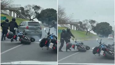 Dos secuencias del video que captó un testigo del tiroteo y huida de dos ladrones en la General Paz. (X)