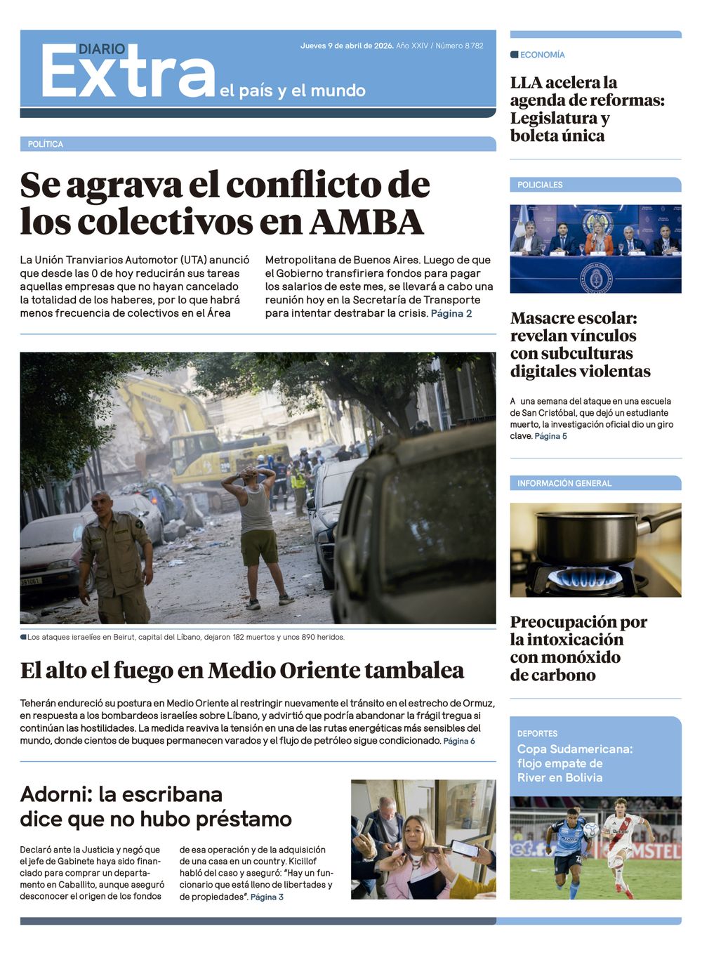 Tapa Diario Extra - 09-04