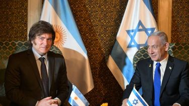 Milei con Benjamín Netanyahu, primerministro israelí.&nbsp;