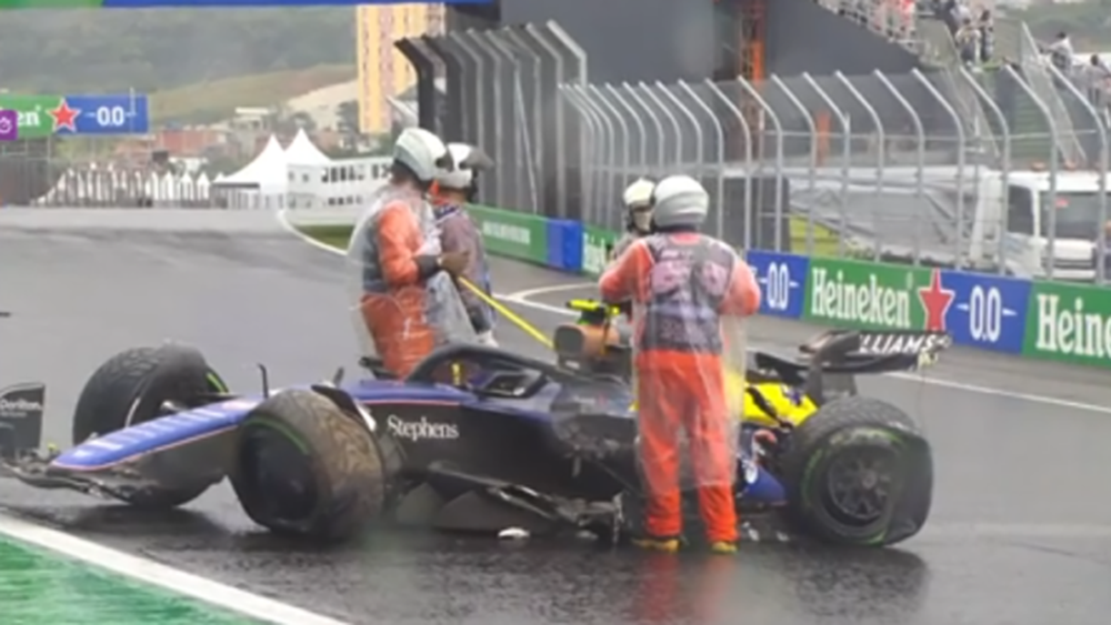 El auto de Franco Colapinto, después del accidente. - Captura de pantalla -