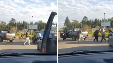Una pelea de tránsito se descontroló y alcanzó ribetes impensados de violencia en la avenida Otero de la localidad de Merlo, frente a la VTV de Pontevedra.