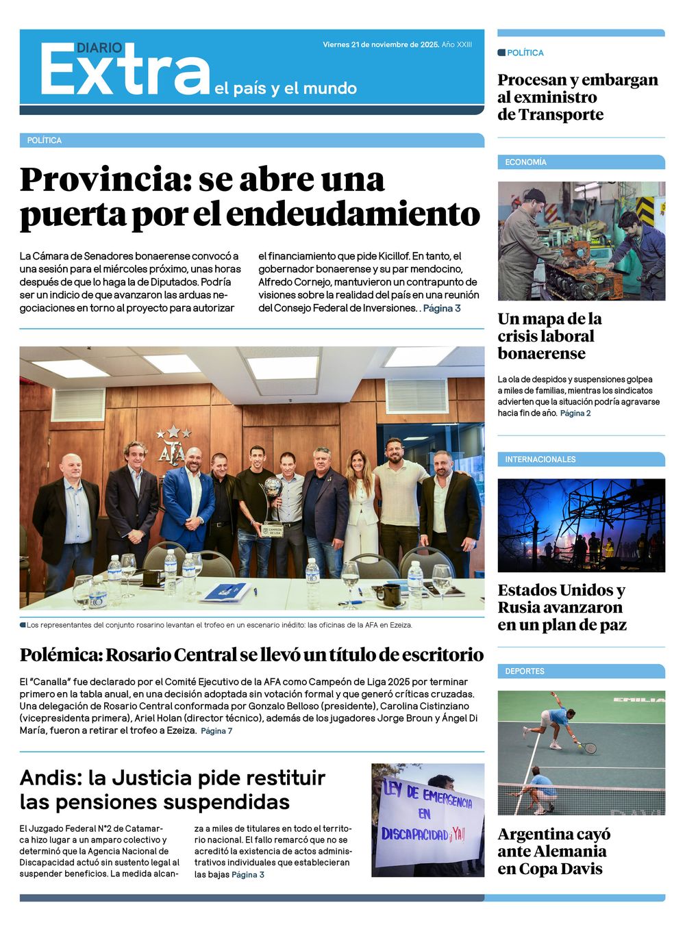 Tapa diario Extra 21-11