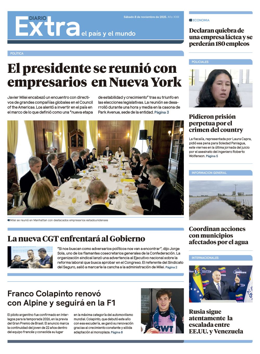Tapa Diario Extra - 08-11