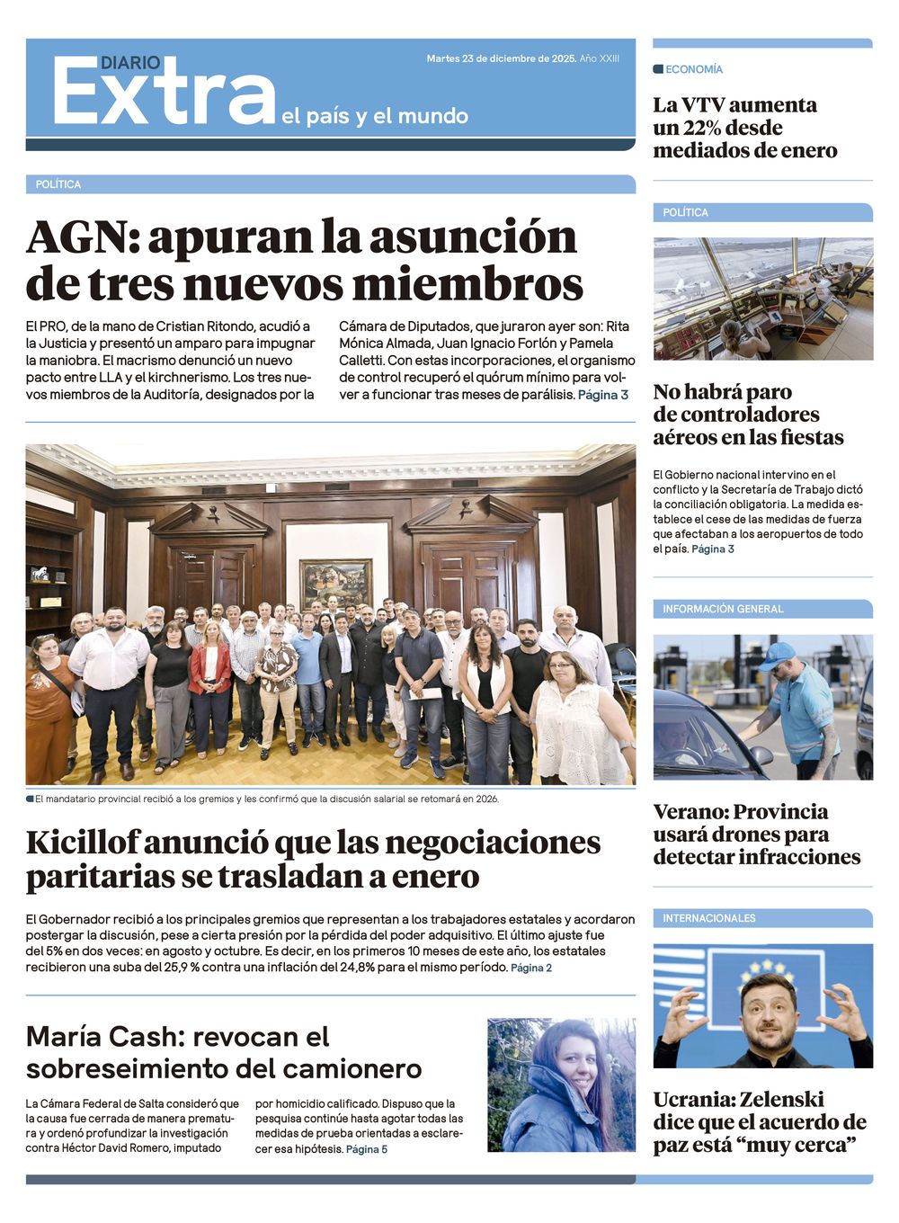 Tapa Diario Extra - 23-12