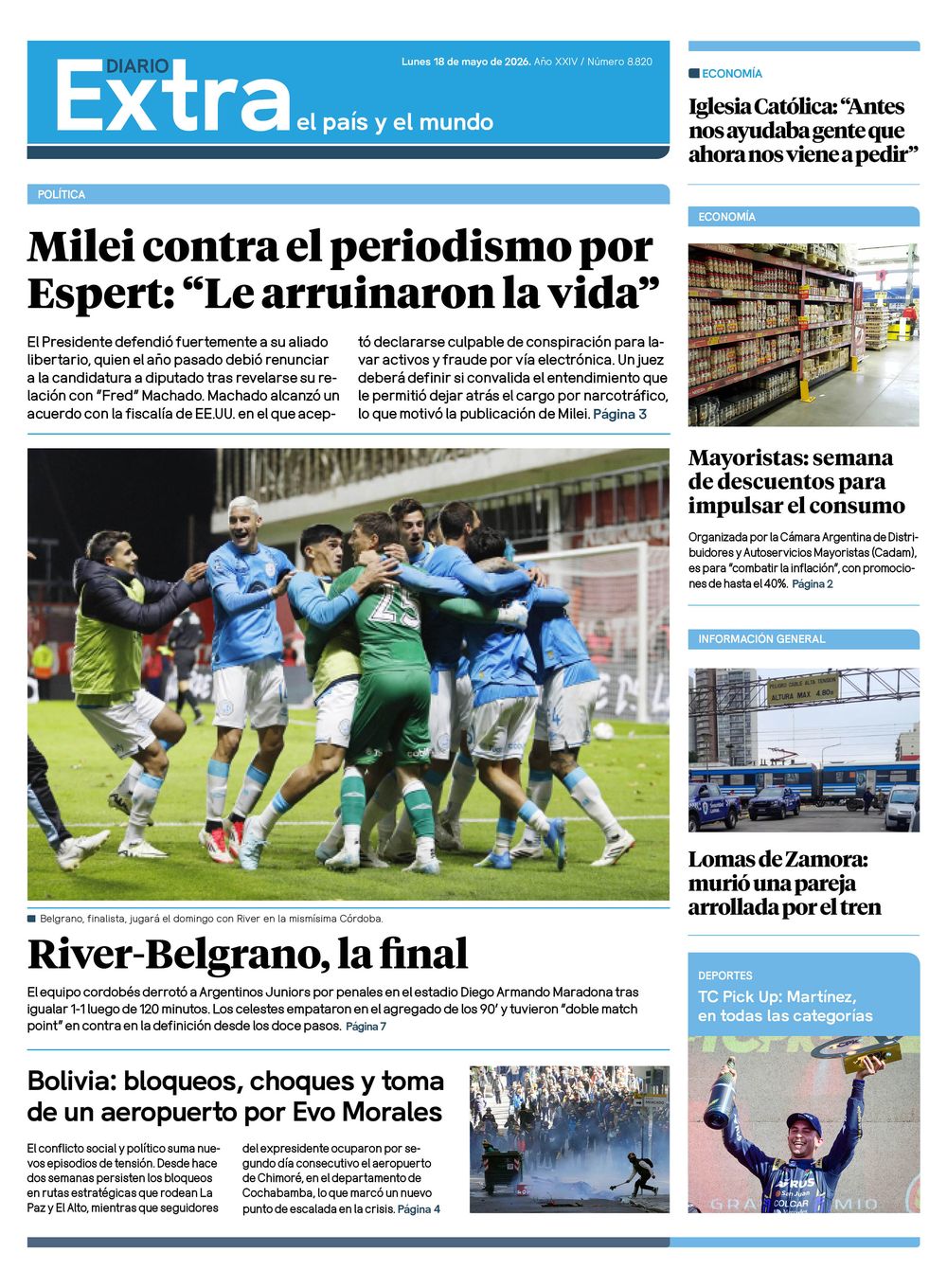 Tapa diario extra 18-05