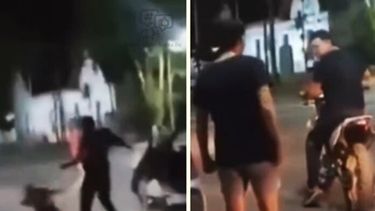 Secuencia en la que se ve al hombre golpeando a su hija y retirándose con la moto. (Captura de video/X)