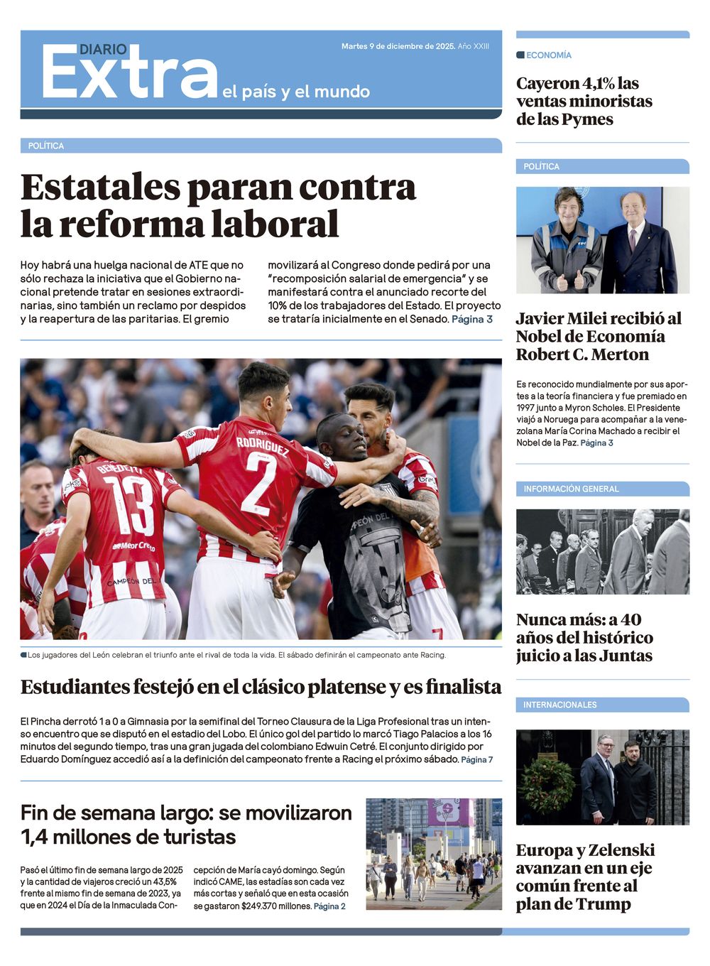 Tapa Diario Extra - 9-12