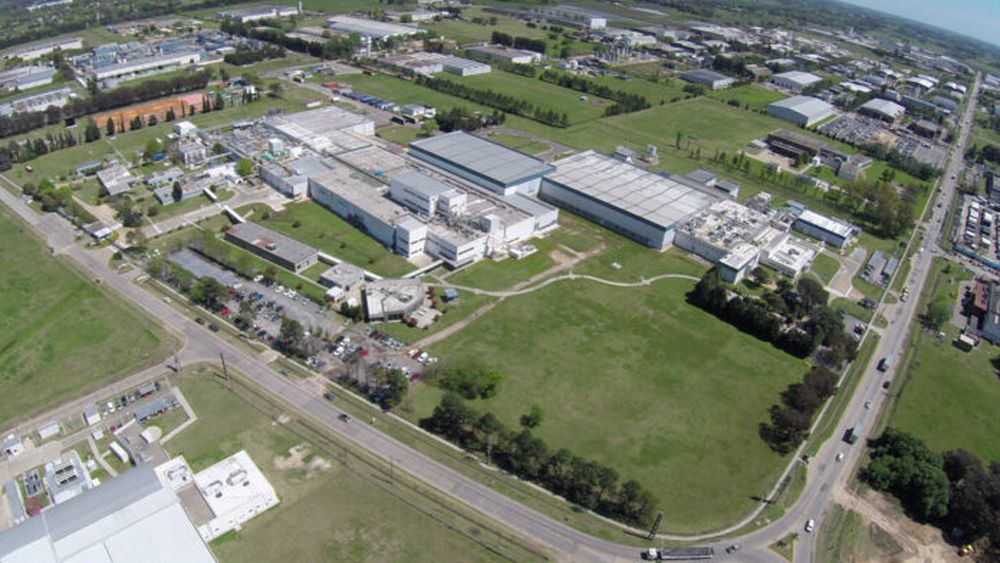 Una vista aérea de un parque industrial.
