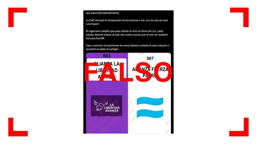 No, el elector no debe “aclarar su voto para Santilli” ni tachar a Espert en la boleta única.