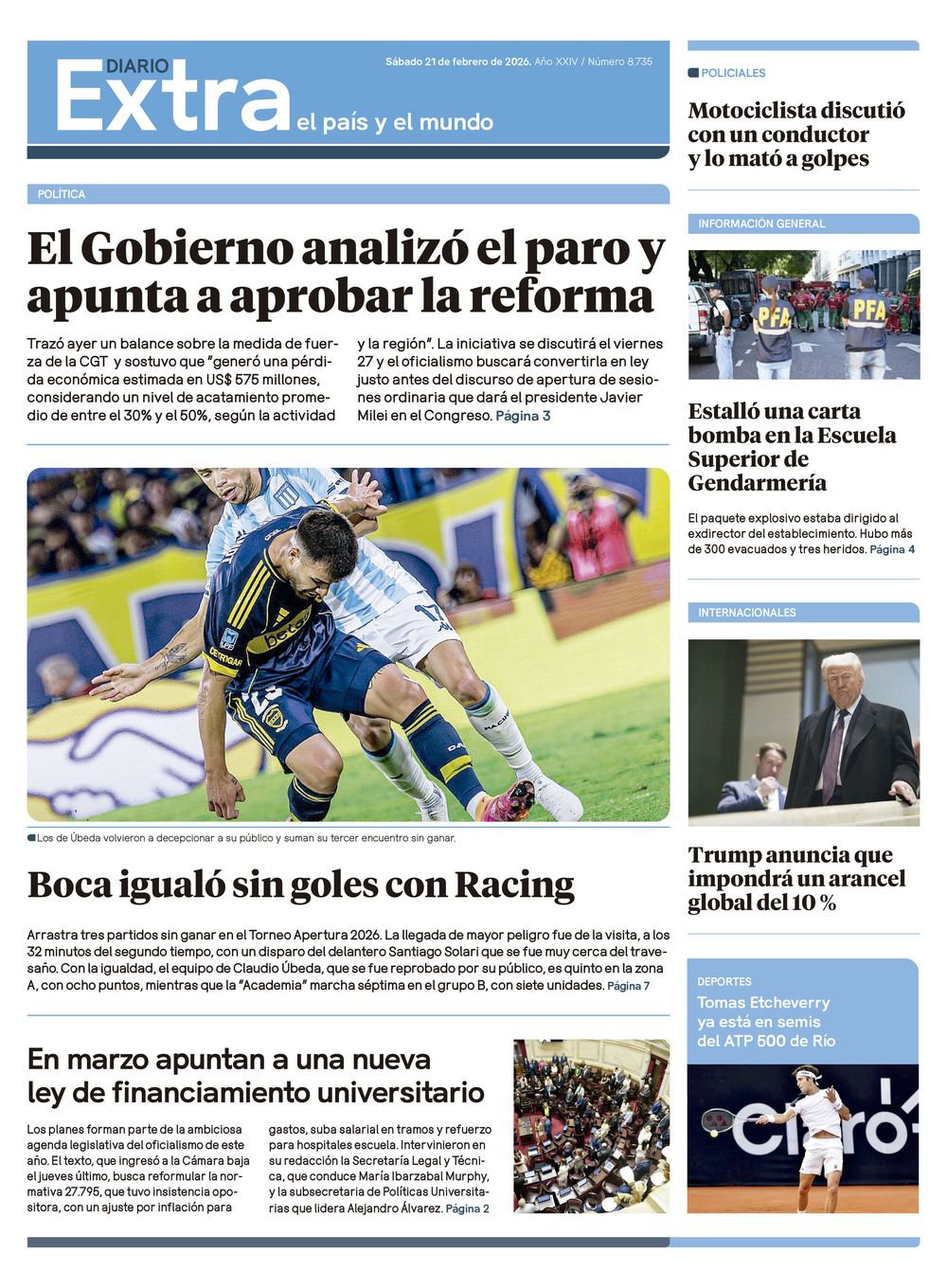 Tapa Diario Extra - 21-02