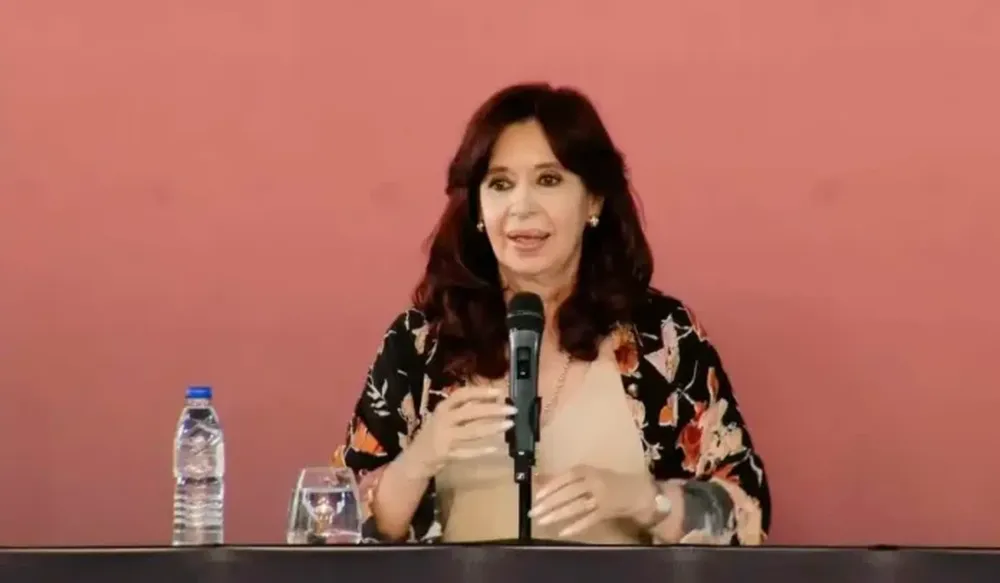 Cristina Fernández de Kirchner en la conferencia que dio en marzo en Río Negro.