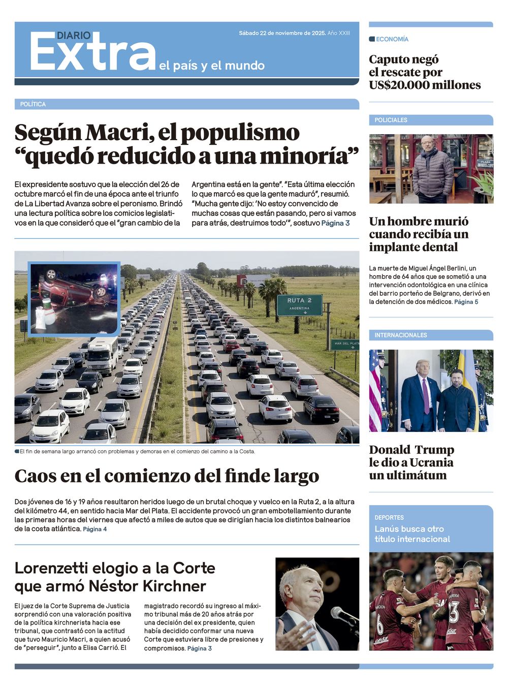 Tapa Diario Extra - 22-11