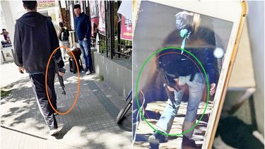 Las imágenes que circularon entre los estudiantes del muchacho circulando con un arma de juguete por la Facultad de Arquitectura de la UNLP.&nbsp;