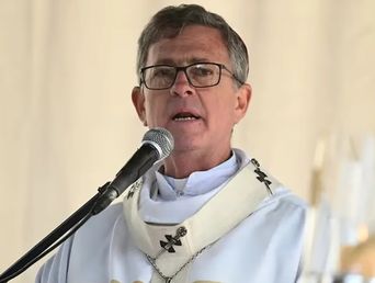El arzobispo García Cuerva, durante la homilía de la misa central en Luján.