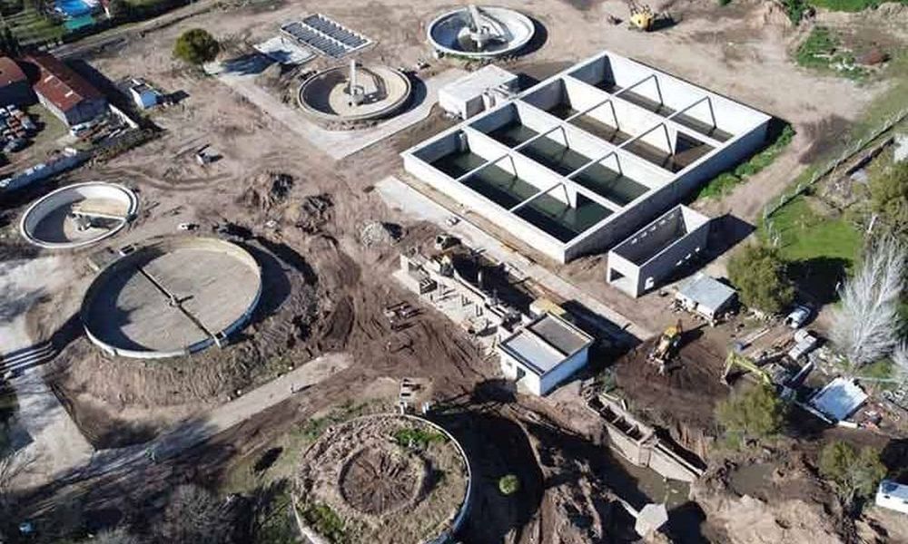 La planta cloacal en construcción en Saladillo.&nbsp;
