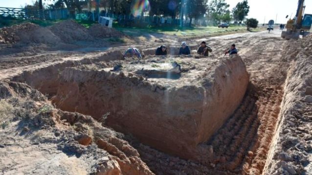 Tras cinco años de trabajo y no pocas complicaciones, se completó en Coronel Pringles la extracción de los huesos fosilizados de un perezoso gigante. - La Nueva -