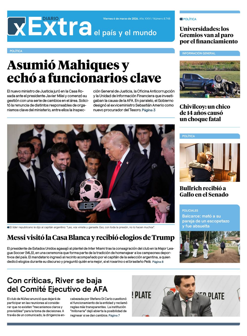 Tapa diario Extra 06-03