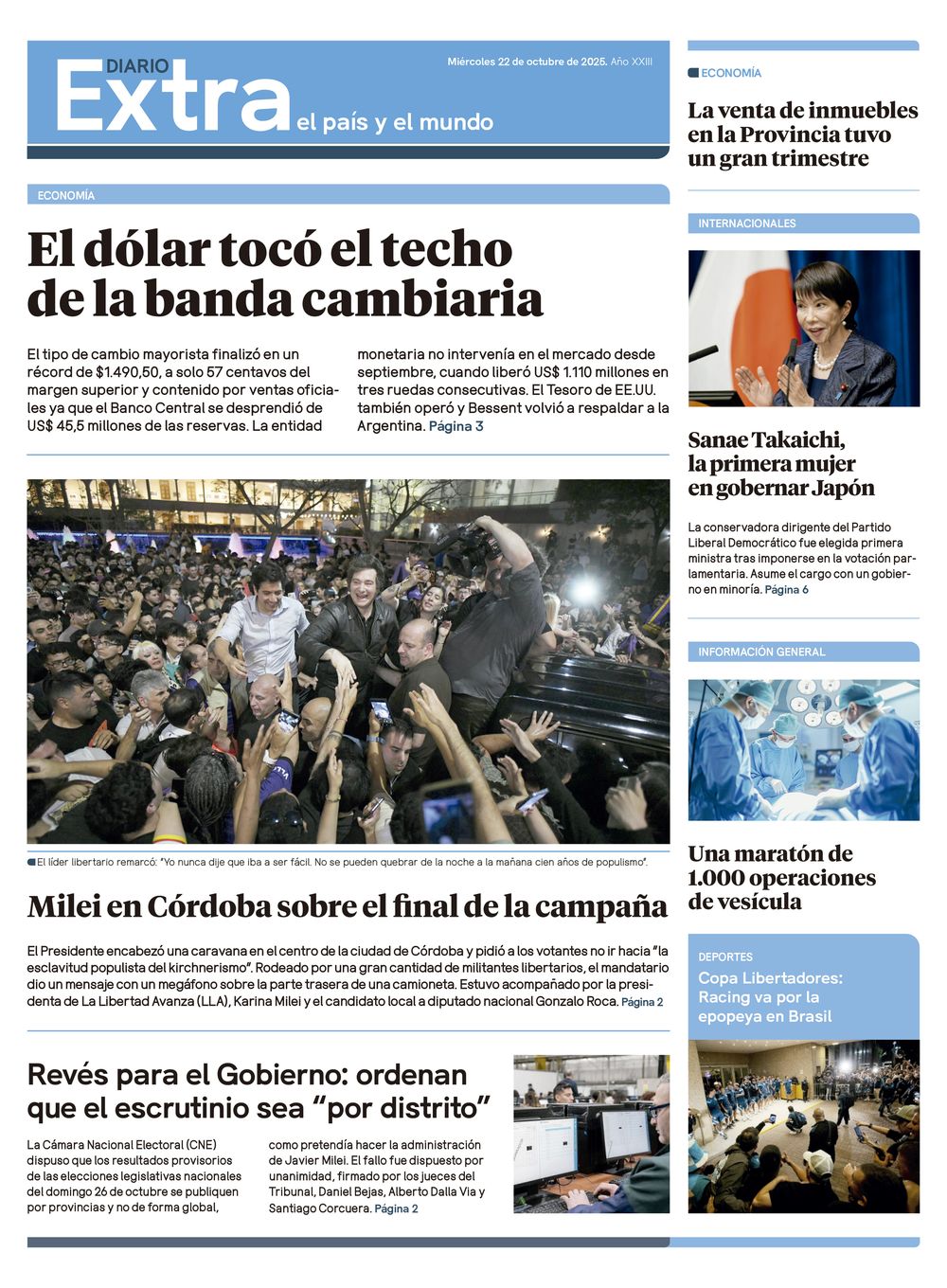 Tapa Diario Extra - 22-10