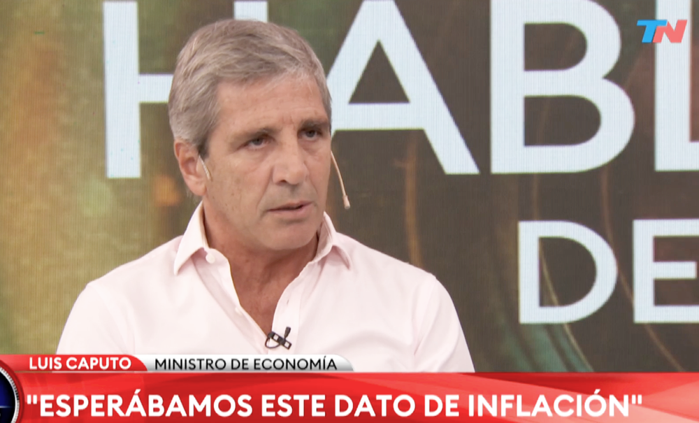 El ministro de Economía, Luis Caputo, analizó el índice de inflación de febrero en una entrevista en Todo Noticias (TN). (Imagen de TV)