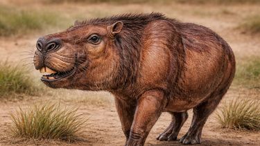 Recreación del aspecto del gigante Mesoterio (Mesotherium cristatum), realizada por especialistas del Museo Paleontológico de San Pedro. (Gentileza Museo Paleontológico de San Pedro).&nbsp;