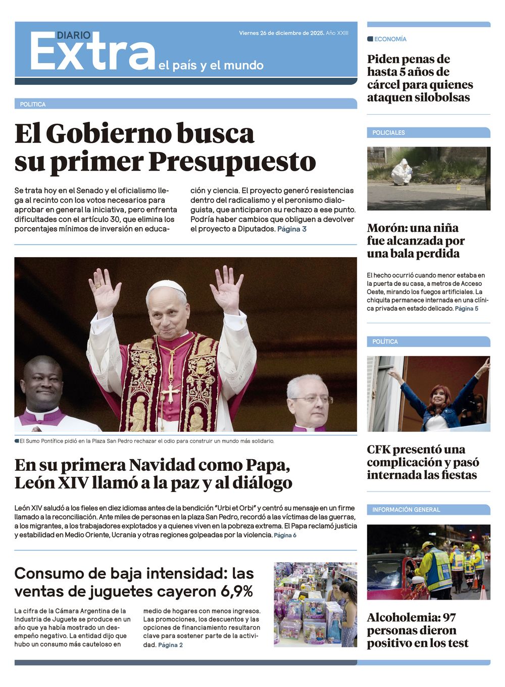 Tapa Diario Extra - 26-12