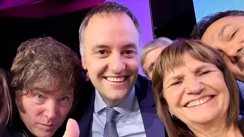 Milei, Adorni y Patricia Bullrich.&nbsp;