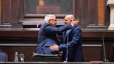 Dichiara y Guerera, presidente entrante y saliente, actores de pacto de alternancia entre el cristinismo y el massismo.&nbsp;