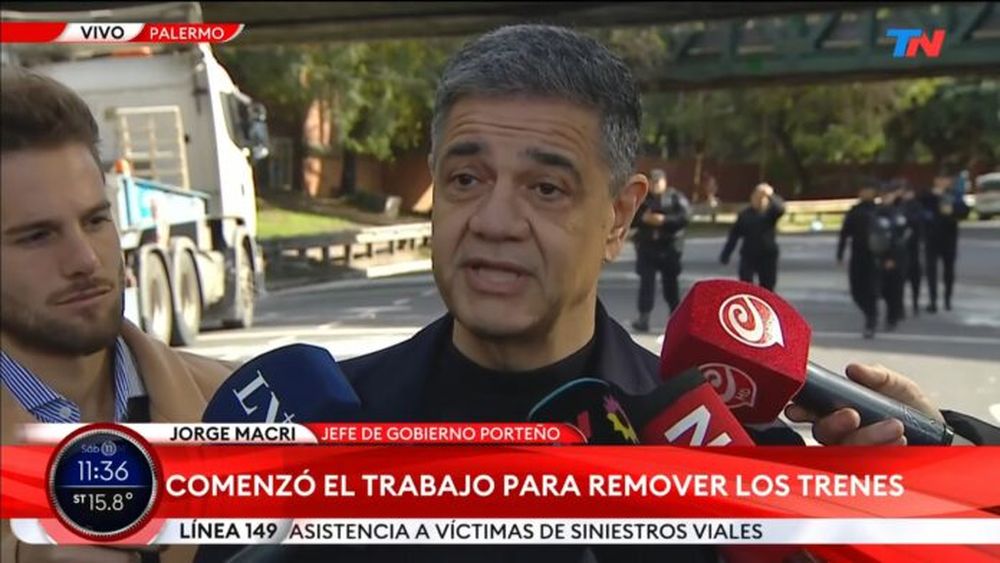 Jorge Macri estuvo esta mañana en el lugar del accidente. (Captura de video)