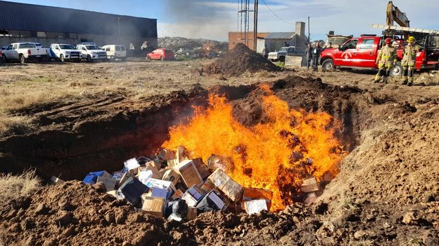 Los 250 kilos de droga fueron incinerados en el predio del relleno sanitario.&nbsp;