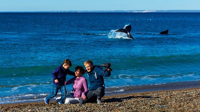 El bellísimo avistaje costero de ballenas. (Turismo Madryn)