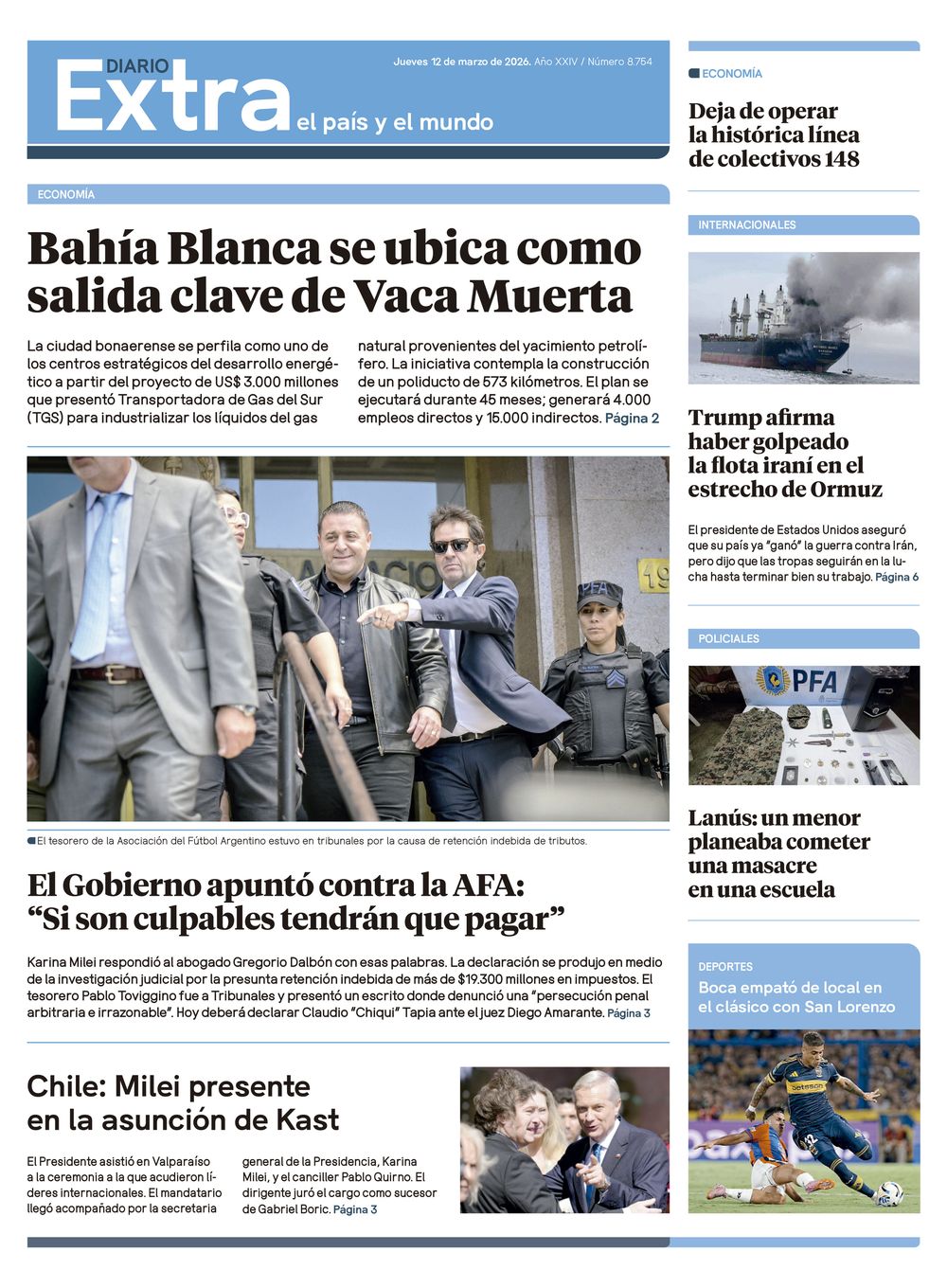 Tapa Diario Extra - 12-03