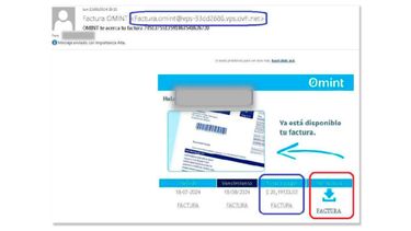 Los supuestos mensajes de la prepaga Omint contienen un archivo adjunto que simula ser una factura emitida por la empresa. - Fiscales -