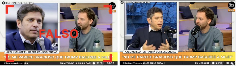 A la izquierda, el video viral. A la derecha, la entrevista original. A la izquierda, el video viral. A la derecha, la entrevista original. 