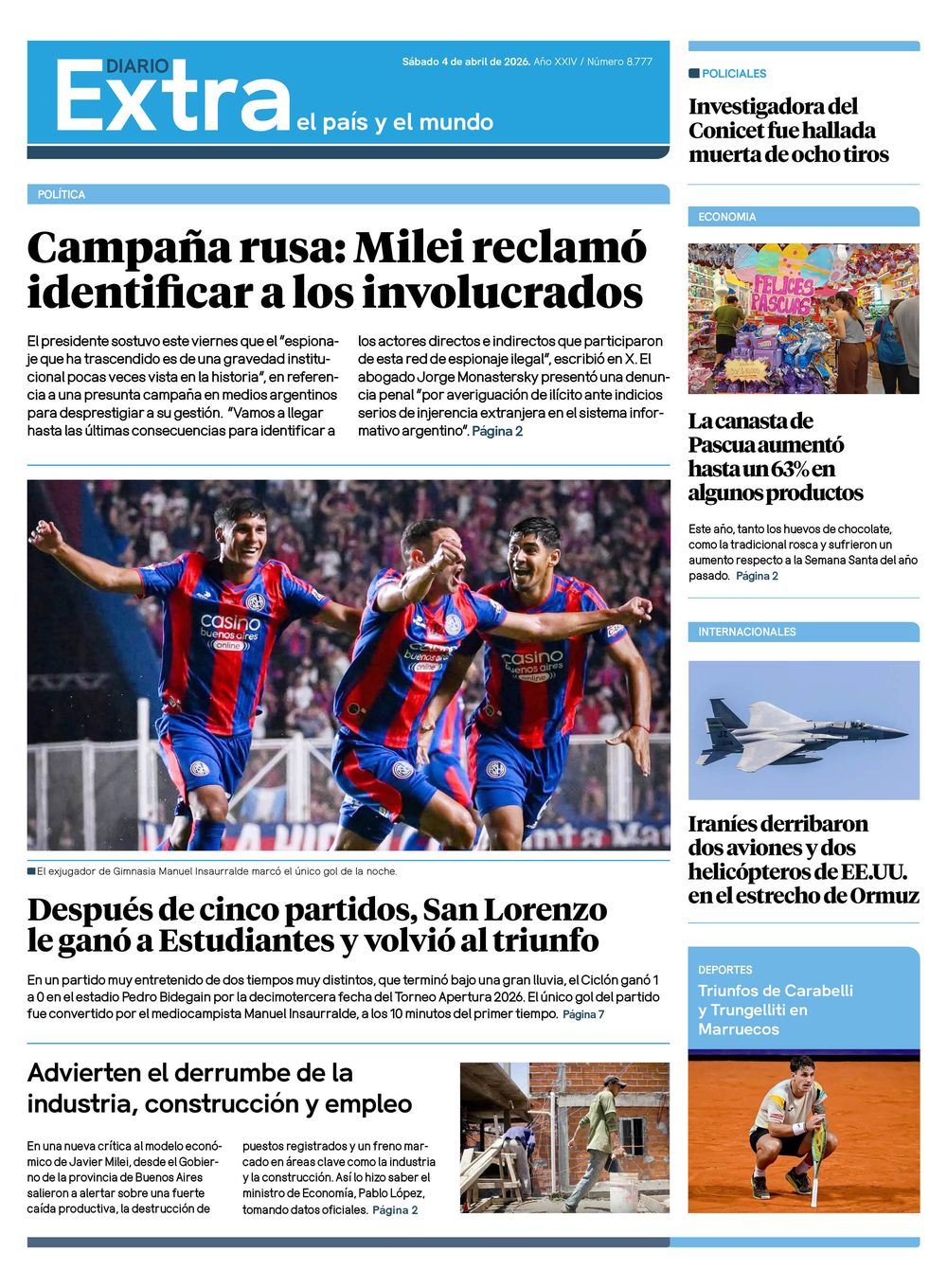 Tapa Diario Extra 04-04