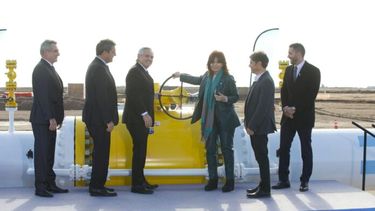 El día de la inauguración del gasoducto, en Salliquelló.