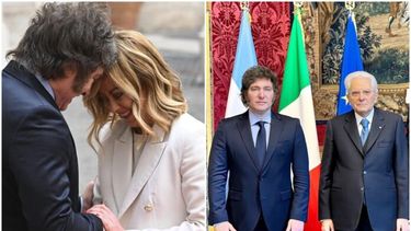 El presidente, Javier Milei, se reunió este lunes en Roma con su par italiano Sergio Mattarella y con la premier, Giorgia Meloni. (X/@OPRArgentina - @ladymarketok)
