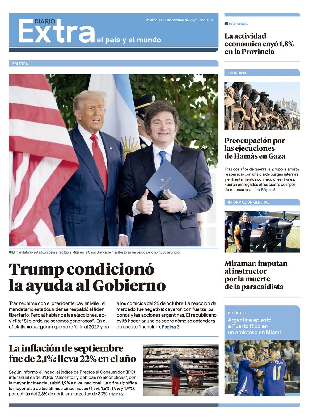 Tapa Diario Extra - 15-10