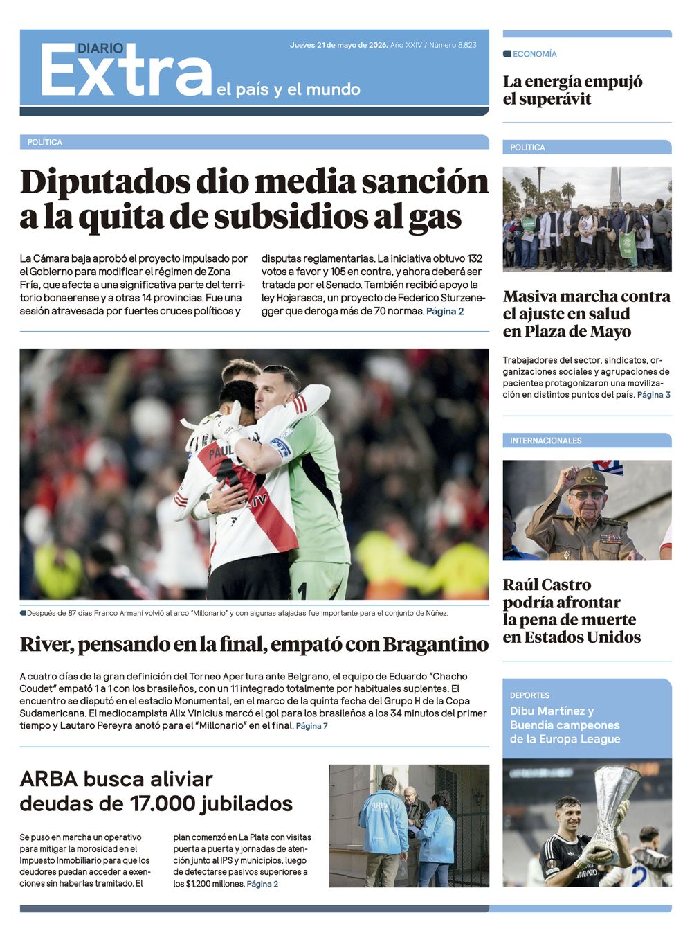 Tapa Diario Extra - 21-05