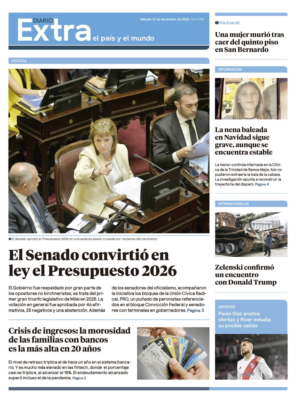 Tapa Diario Extra - 27-12