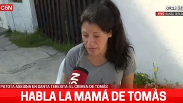 Samanta, la madre de Tomás Tello Ferreyra, asesinado en Santa Teresita. (Captura de TV)