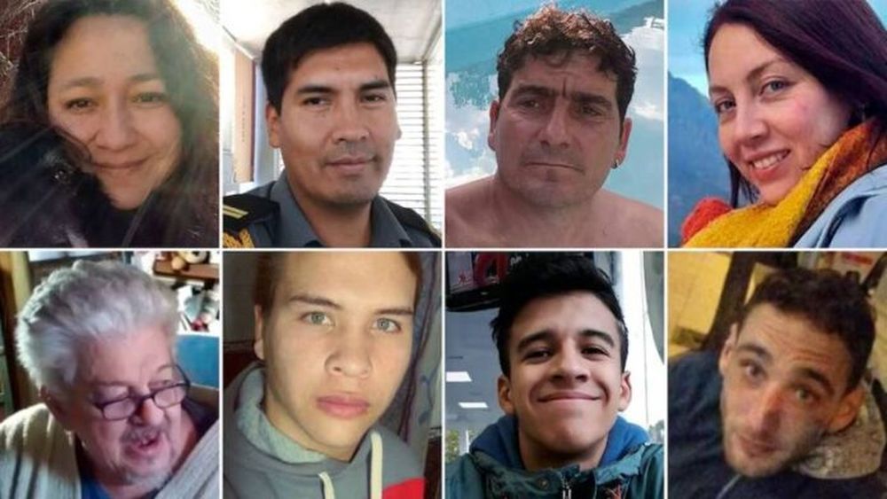 Las ocho víctimas fatales del accidente en Villa Gesell. (Edición: Infobae)