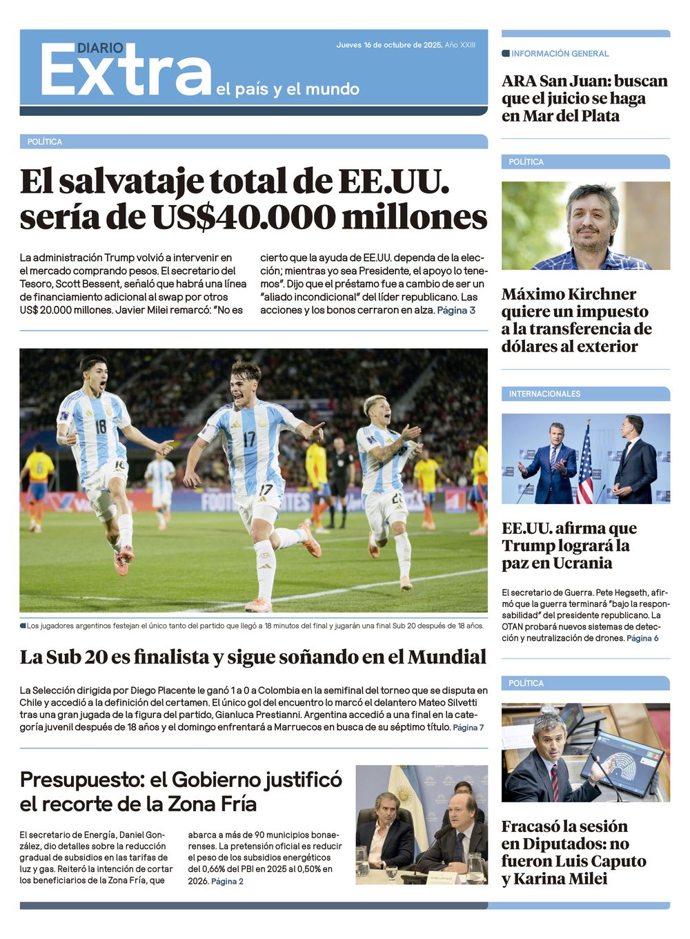 Tapa Diario Extra - 16-10